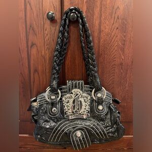 guess y2k braided strap black hand bag shoulder bag GUC
